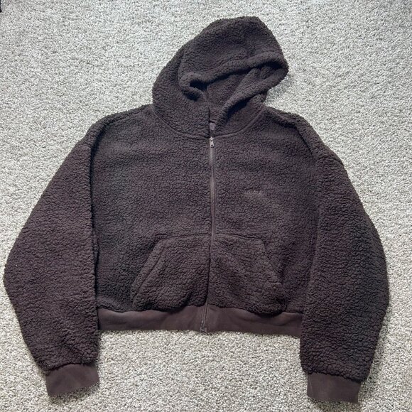 Skims Womens Brown Teddy Fleece Zip-Up Hoodie 3X - Picture 10 of 10